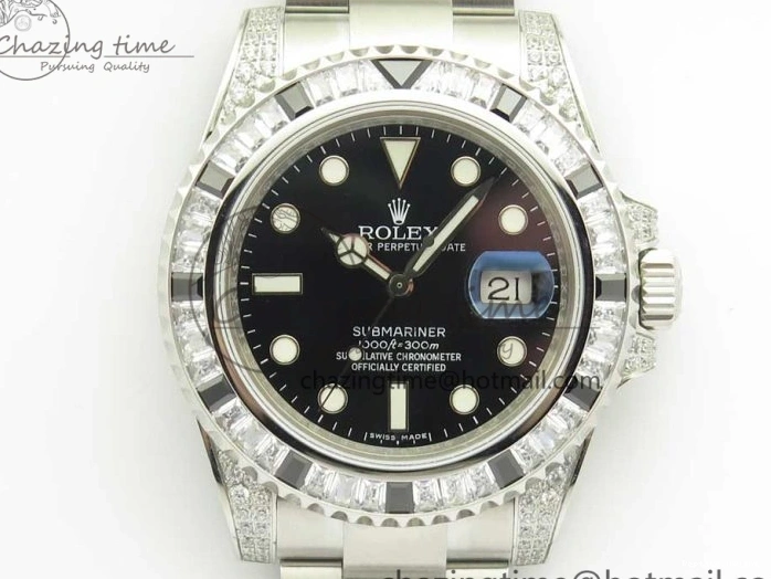 0504 GoAnywhere Submariner Black Diamond Bezel SS GSF Best Edition Black Dial On SS Bracelet A 3270
